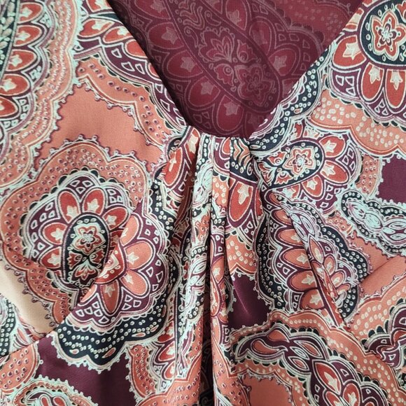 Loft Top Womens 2 Paisley Print Sleeveless Lined Zip Side Tank Shell Office - Picture 2 of 10